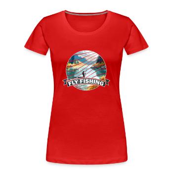 Trout Fly Fishing in the River - Retro Fly Fishing - Frauen Premium Bio T-Shirt - Rot - Vorne - Mia (176cm)