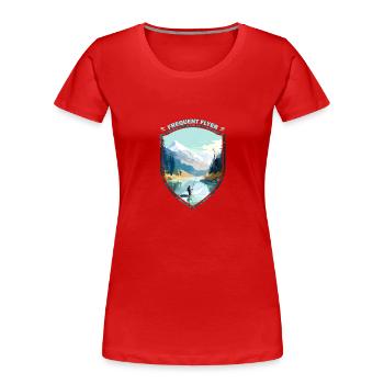 Fly Fishermen Standing in Ice Cold Mountain Creek - Frauen Premium Bio T-Shirt - Rot - Vorne - Mia (176cm)