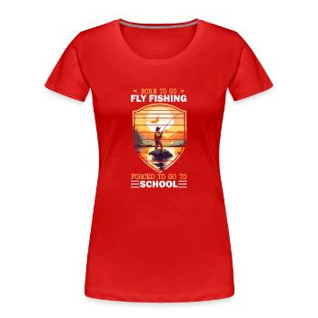 Retro Fly Fishing at Mountain Lake - For True - Frauen Premium Bio T-Shirt - Rot - Vorne - Mia (176cm)