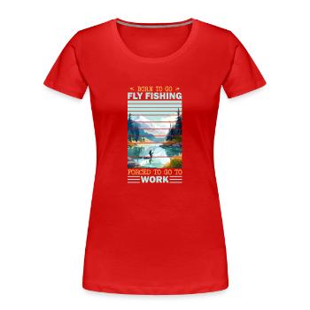 Fly Fisherman in Clear Mountain Lake Outdoor - Frauen Premium Bio T-Shirt - Rot - Vorne - Mia (176cm)