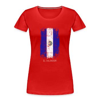 Souvenir Mit Der Landflagge Von El Salvador - Frauen Premium Bio T-Shirt - Rot - Vorne - Mia (176cm)