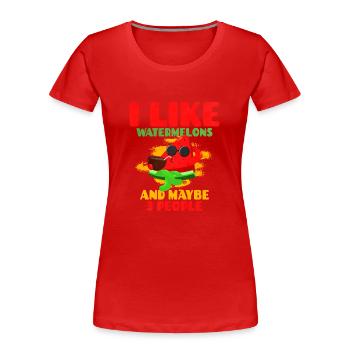 Pastèque - T-shirt bio Premium Femme - rouge - Devant - Mia (176cm)