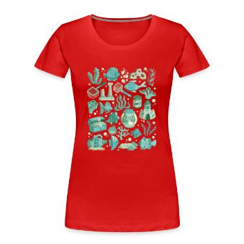 Aquarium - Frauen Premium Bio T-Shirt - Rot - Vorne - Mia (176cm)