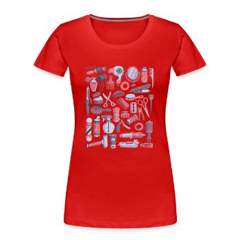 Frisör & Barbier - Frauen Premium Bio T-Shirt - Rot - Vorne - Mia (176cm)
