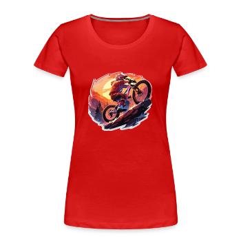 Downhill Mountainbike Downhill Berge - Frauen Premium Bio T-Shirt - Rot - Vorne - Mia (176cm)