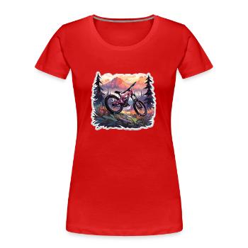 Downhill Downhill Mountainbike Mtb - Frauen Premium Bio T-Shirt - Rot - Vorne - Mia (176cm)