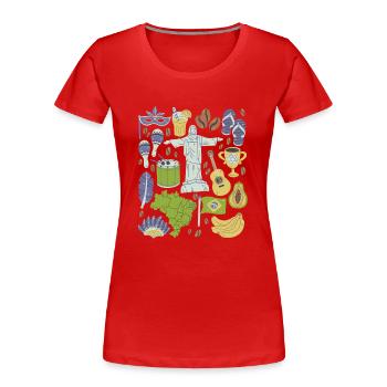 Brasilien - Frauen Premium Bio T-Shirt - Rot - Vorne - Mia (176cm)