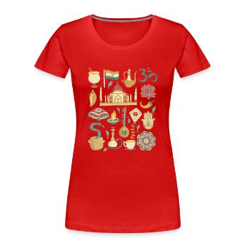 Inde - T-shirt bio Premium Femme - rouge - Devant - Mia (176cm)
