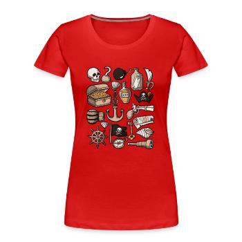 Piraten - Frauen Premium Bio T-Shirt - Rot - Vorne - Mia (176cm)