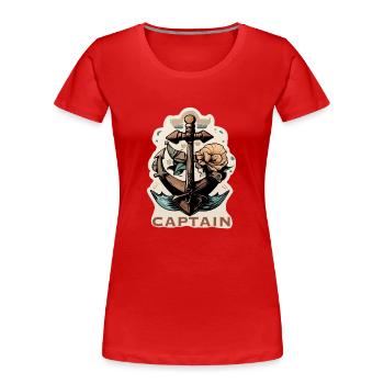 Capitaine - T-shirt bio Premium Femme - rouge - Devant - Mia (176cm)