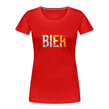 Bière rétro - T-shirt bio Premium Femme - rouge - Devant - Mia (176cm)
