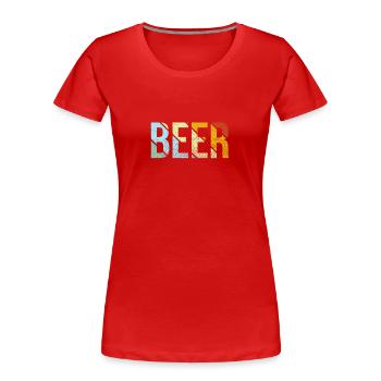 Bière rétro - T-shirt bio Premium Femme - rouge - Devant - Mia (176cm)