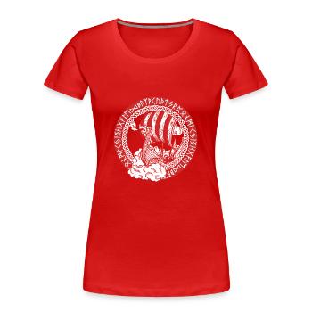 Wikinger Schiff Runen Segelschiff Boot Kapitän - Frauen Premium Bio T-Shirt - Rot - Vorne - Mia (176cm)