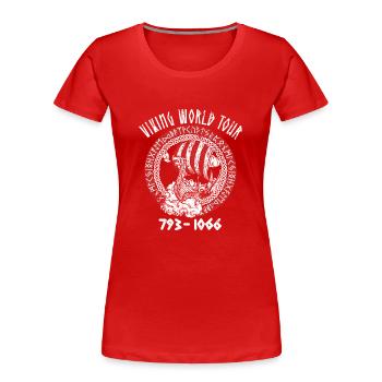 Wikinger World Tour Lustige nordische Germanen - Frauen Premium Bio T-Shirt - Rot - Vorne - Mia (176cm)