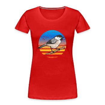 Observation des oiseaux mésanges - T-shirt bio Premium Femme - rouge - Devant - Mia (176cm)