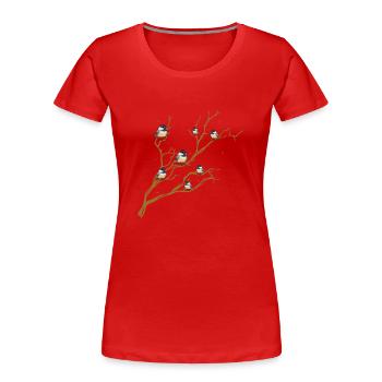 Observation des oiseaux mésanges - T-shirt bio Premium Femme - rouge - Devant - Mia (176cm)
