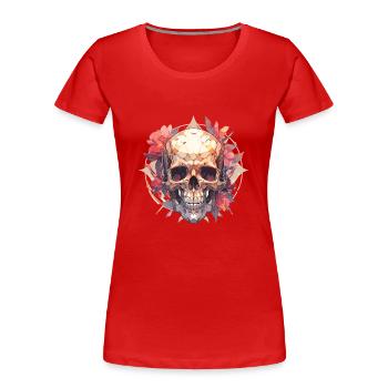 Crânes Crâne Crâne Crâne Fleurs - T-shirt bio Premium Femme - rouge - Devant - Mia (176cm)