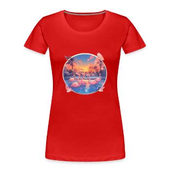 Flamingo Flamingo Pool Flamingo Party - Women's Premium Organic T-Shirt - red - Front - Mia (176cm)