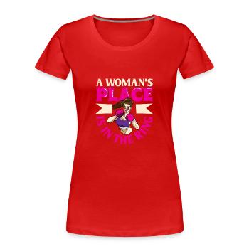 Boxe féminine Boxe féminine Boxeuse féminine - T-shirt bio Premium Femme - rouge - Devant - Mia (176cm)