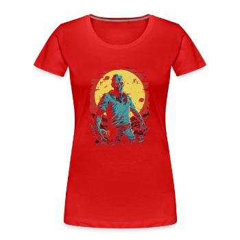 Todesangst: Zombie mit untote Halloween-Horde - Frauen Premium Bio T-Shirt - Rot - Vorne - Mia (176cm)