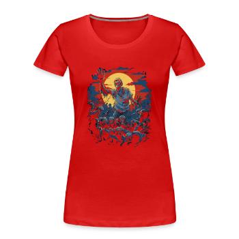 Grausame Zombie-Horde: Schaurige Halloween-Nacht - Frauen Premium Bio T-Shirt - Rot - Vorne - Mia (176cm)