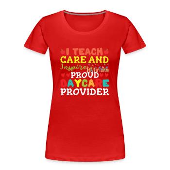 J’enseigne les soins et j’inspire - T-shirt bio Premium Femme - rouge - Devant - Mia (176cm)