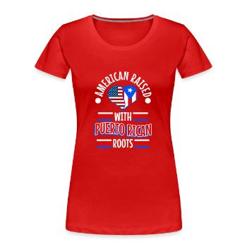 American raised with puerto rican roots - Frauen Premium Bio T-Shirt - Rot - Vorne - Mia (176cm)