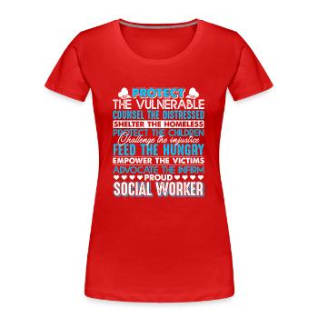 Social Worker Proud Social Worker - Women's Premium Organic T-Shirt - red - Front - Mia (176cm)