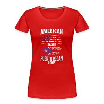 American raised with puerto rican roots - Frauen Premium Bio T-Shirt - Rot - Vorne - Mia (176cm)