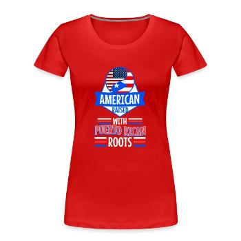 American raised with puerto rican roots - Frauen Premium Bio T-Shirt - Rot - Vorne - Mia (176cm)