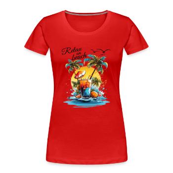 Sommer Getränk Cocktail Strand Urlaub - Frauen Premium Bio T-Shirt - Rot - Vorne - Mia (176cm)