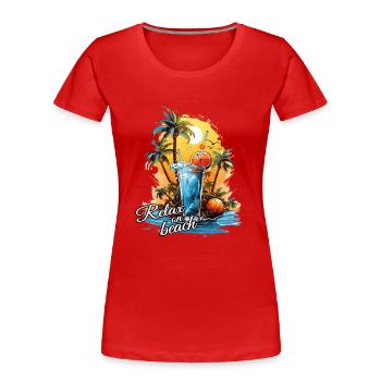 Sommer Getränk Cocktail Strand Urlaub - Frauen Premium Bio T-Shirt - Rot - Vorne - Mia (176cm)