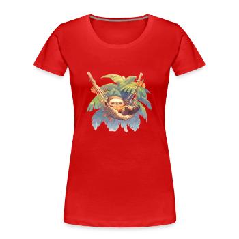 Faultier Hängematte Faultiere Faultier Palme - Frauen Premium Bio T-Shirt - Rot - Vorne - Mia (176cm)