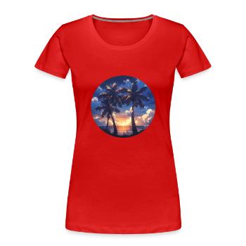 Palme Palmen Palme Sonnenuntergang Palmenstrand - Frauen Premium Bio T-Shirt - Rot - Vorne - Mia (176cm)