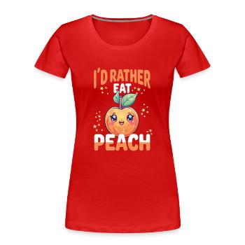 Peach Kawaii - Women's Premium Organic T-Shirt - red - Front - Mia (176cm)