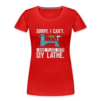 Drechseln Drechsler Holz Drehbank Drehmaschine - Frauen Premium Bio T-Shirt - Rot - Vorne - Mia (176cm)