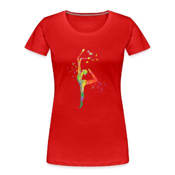 Gymnastin Mit Keulen Rhythmische Sportgymnastik - Frauen Premium Bio T-Shirt - Rot - Vorne - Mia (176cm)