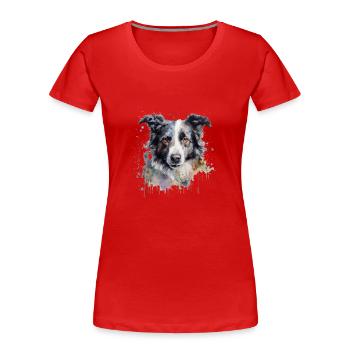 Border Collie - T-shirt bio Premium Femme - rouge - Devant - Mia (176cm)