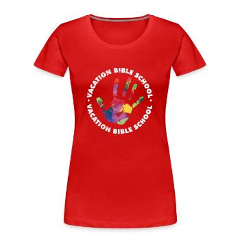 Vacation Bible School VBS Camp Vacation Bible - Frauen Premium Bio T-Shirt - Rot - Vorne - Mia (176cm)