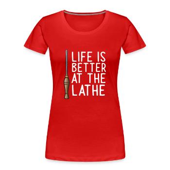 Drechseln Drechsler Holz Drehbank Drehmaschine - Frauen Premium Bio T-Shirt - Rot - Vorne - Mia (176cm)