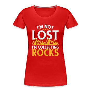 Wandern Bergsteigen Klettern Extrem Bergsteiger - Frauen Premium Bio T-Shirt - Rot - Vorne - Mia (176cm)