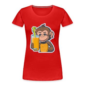 Affe Schimpanse Ape Monkey Comic Cartoon - Frauen Premium Bio T-Shirt - Rot - Vorne - Mia (176cm)
