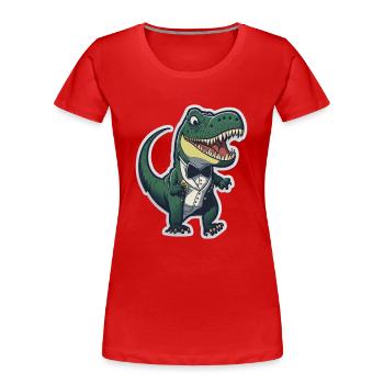T-Rex in ATuxedo T-Rex im Anzug - Frauen Premium Bio T-Shirt - Rot - Vorne - Mia (176cm)