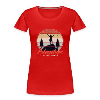 Wandern Retro Wandern Wandern Berge Wanderer - Frauen Premium Bio T-Shirt - Rot - Vorne - Mia (176cm)