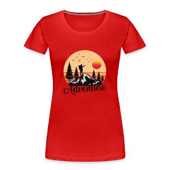 Alpinisme Alpinistes Randonneurs Randonneurs - T-shirt bio Premium Femme - rouge - Devant - Mia (176cm)