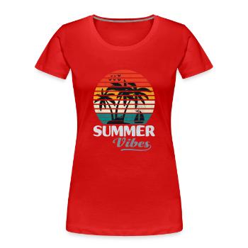 Segeln Segler Summer Vibes Segler Geschenke - Frauen Premium Bio T-Shirt - Rot - Vorne - Mia (176cm)