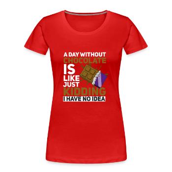 Chocolat - T-shirt bio Premium Femme - rouge - Devant - Mia (176cm)