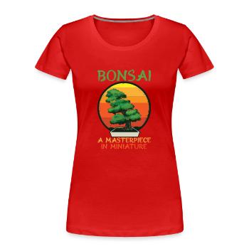 Bonsaï Japon Silhouette Jardinier Jardinier Amoureux du Jardinage - T-shirt bio Premium Femme - rouge - Devant - Mia (176cm)