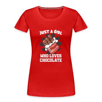 Chocolat - T-shirt bio Premium Femme - rouge - Devant - Mia (176cm)