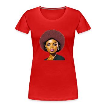Lady with Afro - Women's Premium Organic T-Shirt - red - Front - Mia (176cm)